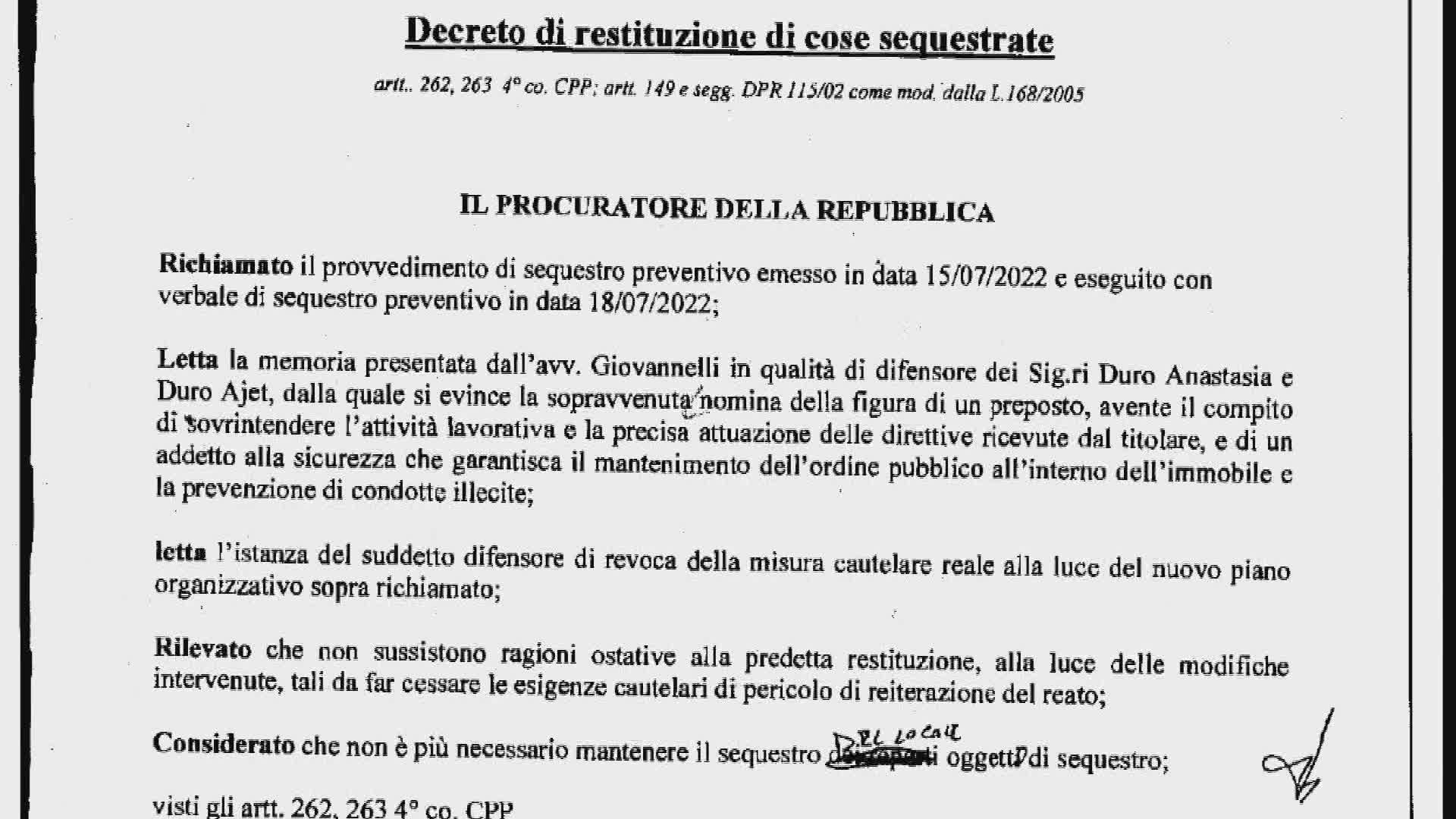 Montecatini: revoca sequestro locale "Acqua"