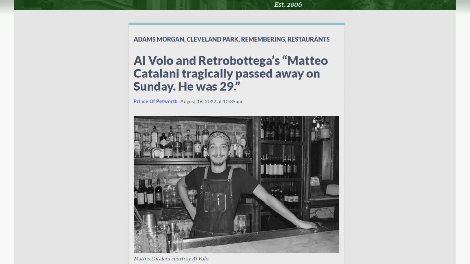 Remembering (Al Volo and Retrobottega's) Matteo Catalani: A