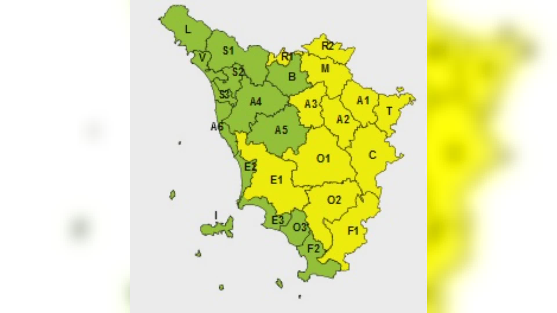 Codice giallo per temporali e rischio idrogeologico sabato