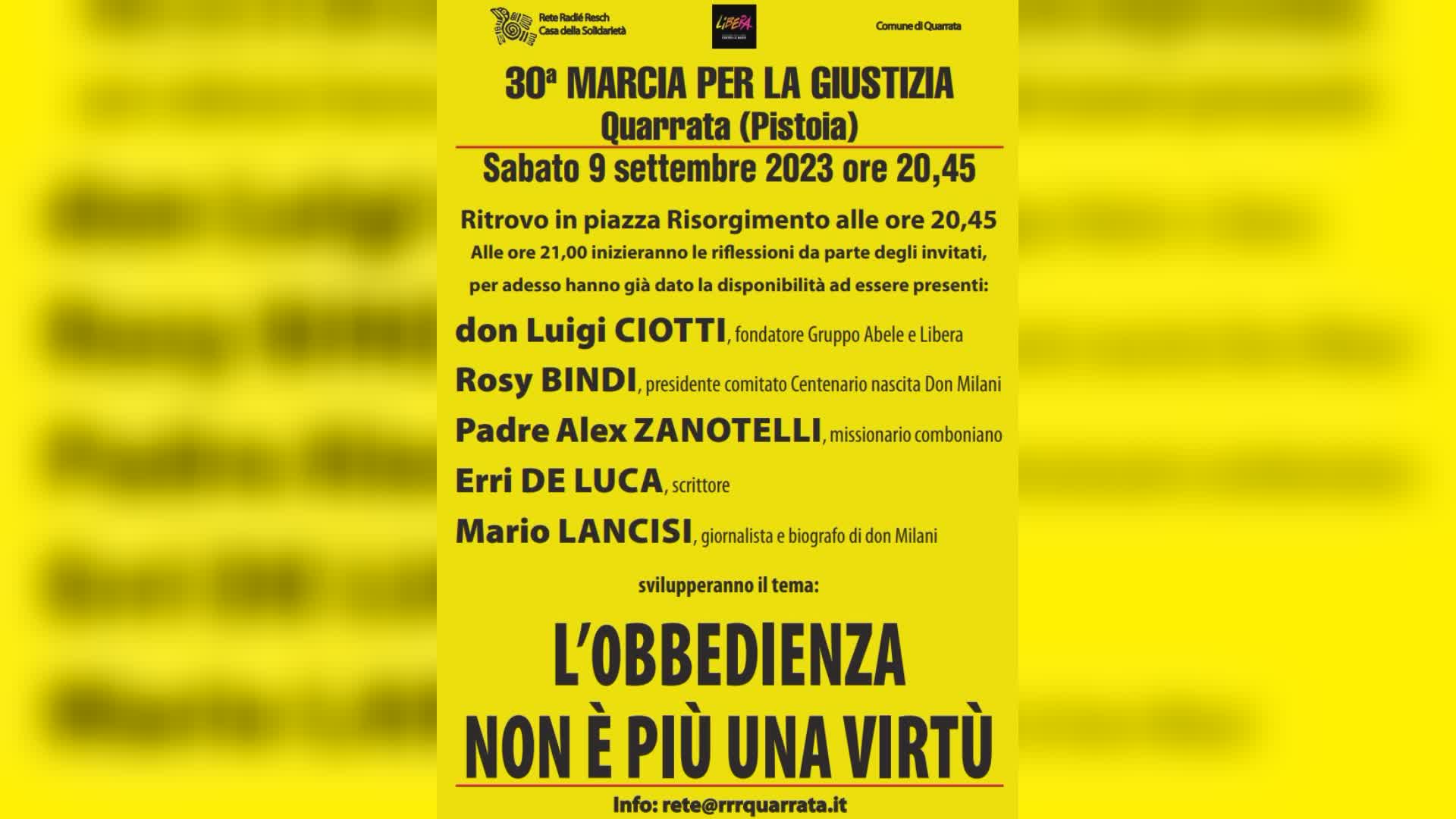 Il 9 settembre torna la Marica della Giustizia