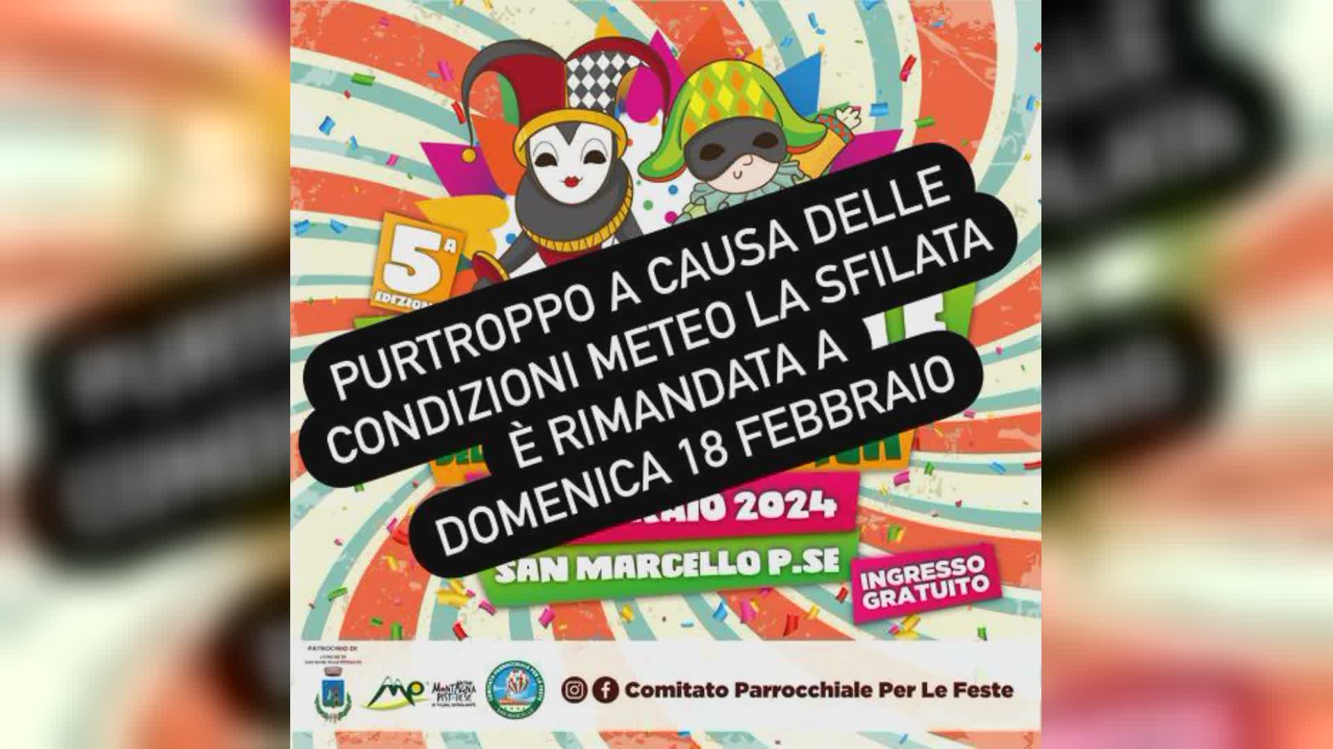 Carnevale della Montagna, sfilata rinviata al 18 febbraio