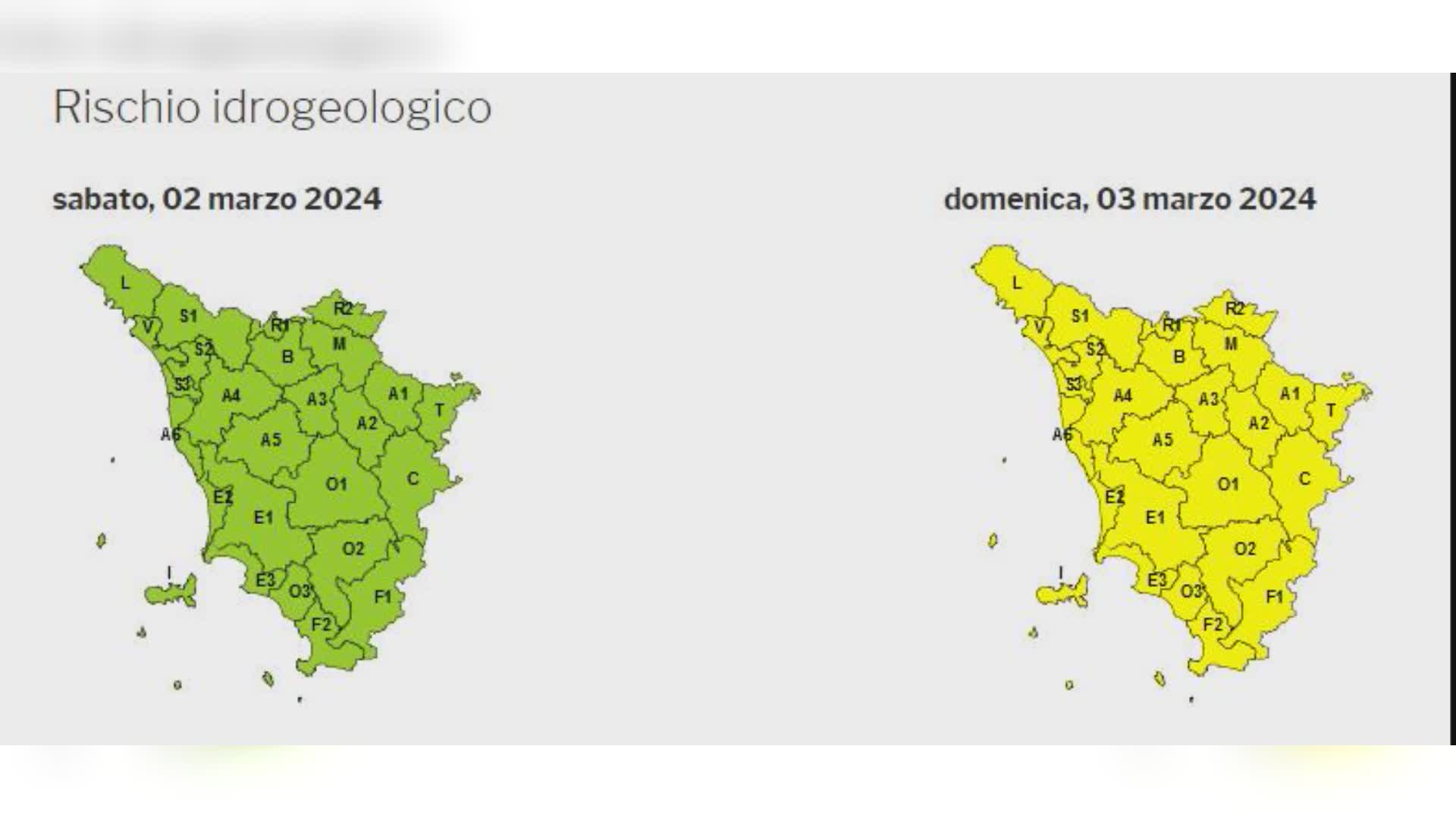 Toscana - Domenica 3 marzo allerta gialla