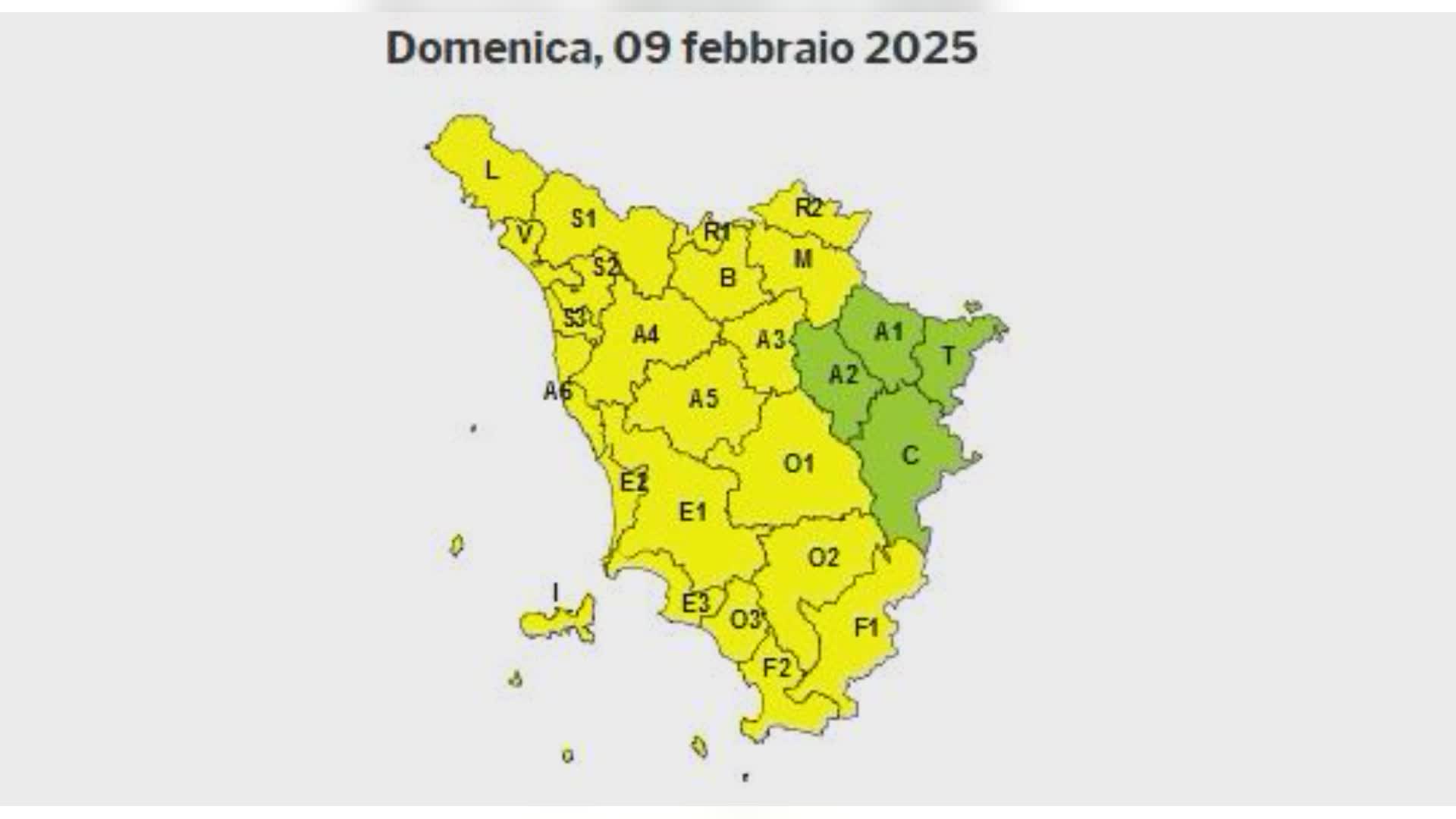 Rischio idrogeologico, allerta gialla domenica mattina