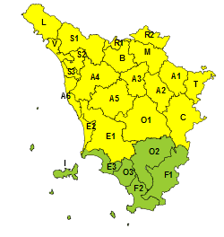 Codice giallo per temporali nelle aree settentrionali e centrali
