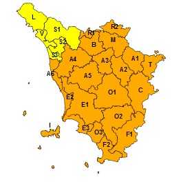 Meteo: Toscana, maltempo: allerta "arancione" per domani